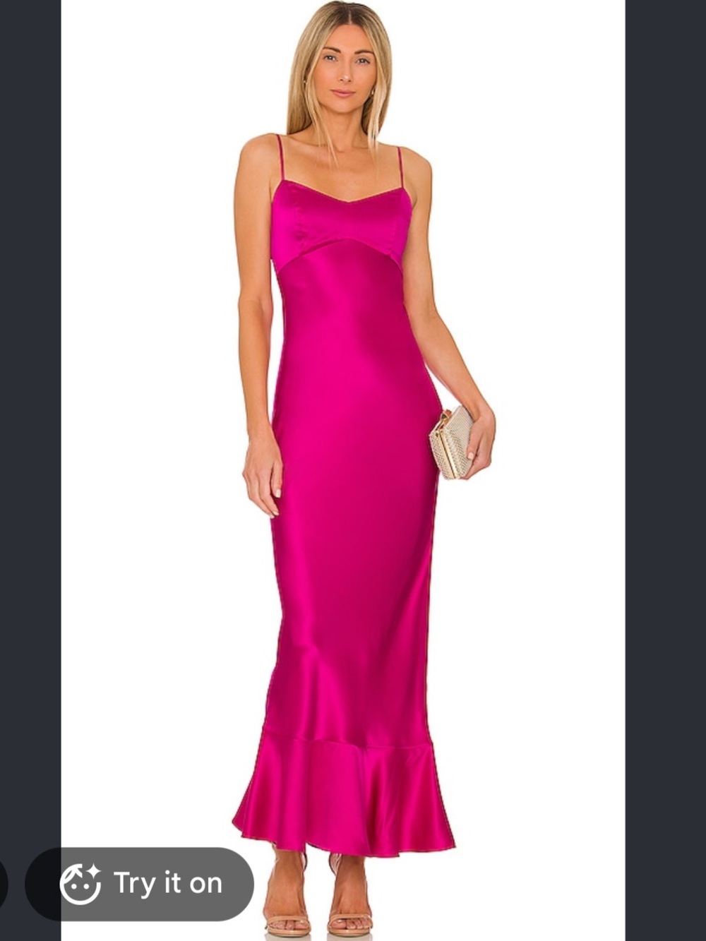 SALONI Mimi Satin Maxi Dress Berry Pink